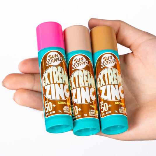 SUN ZAPPER Extreme Zinc Tan/Pink/Bronze SPF 50+ Stick 3Pack