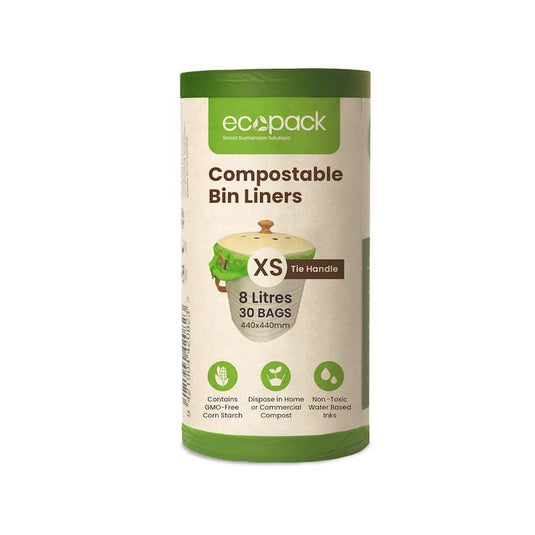Ecopack 8L Compostable Bin Liners Green Bundle XSmall 4 Rolls/120 Bags