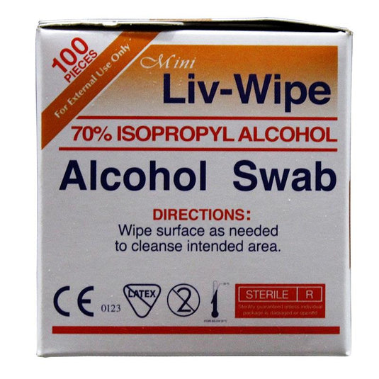 Liv-Wipe 70% Alcohol Swabs Prep Pad - Mini 100pcs