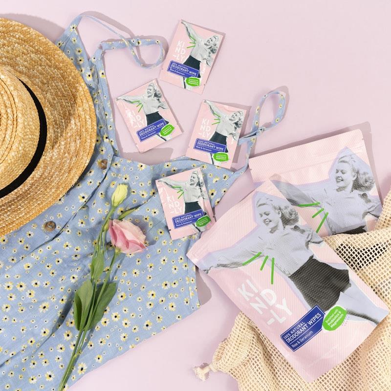 Load image into Gallery viewer, Kind-ly 100% Natural Deodorant Wipes - Rose &amp; Geranium 20wipes
