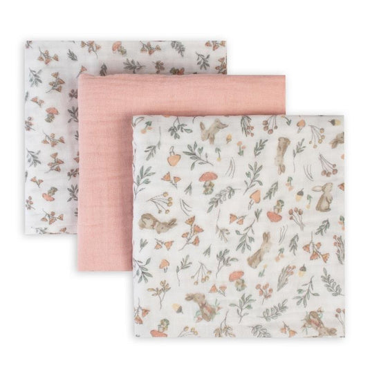 The Little Linen Company Muslin 3pk Wrap Harvest Bunny