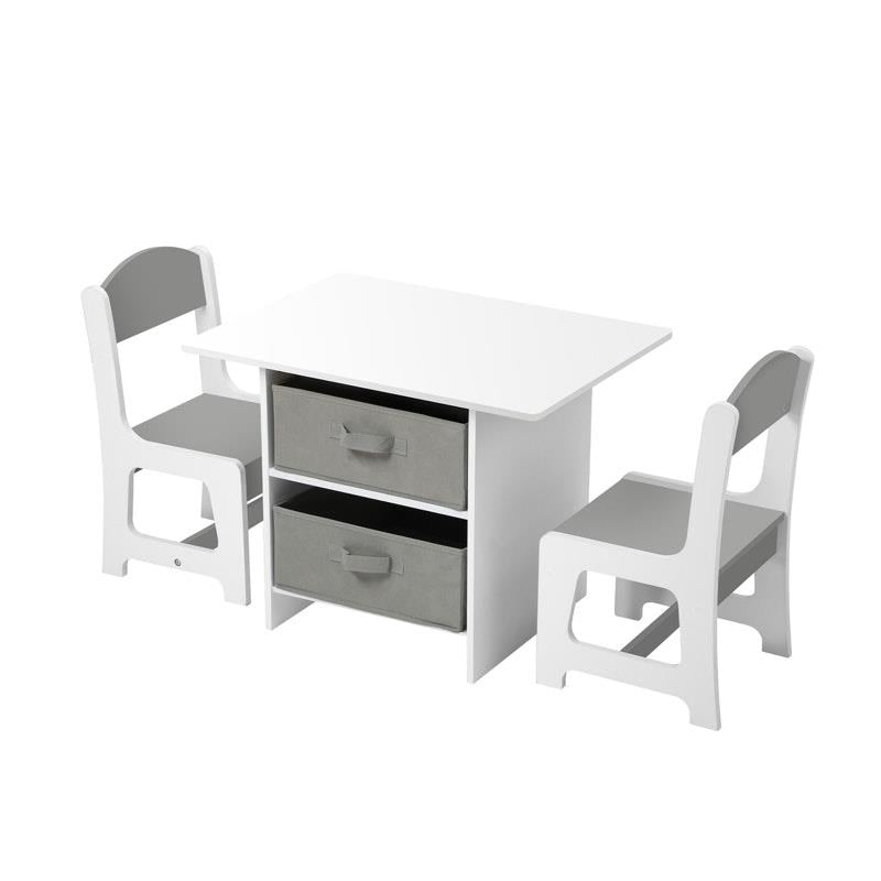 Load image into Gallery viewer, Oikiture Kids Table and Chairs Set Children Activity Play Desk with Storage Box Grey
