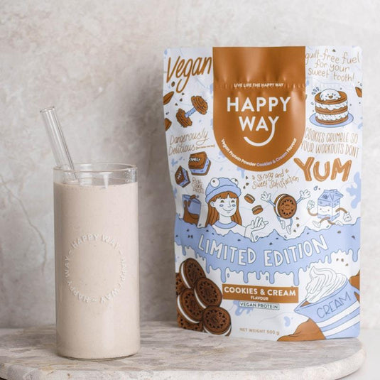 Happy Way Cookies & Cream Vegan Protein Powder 500g