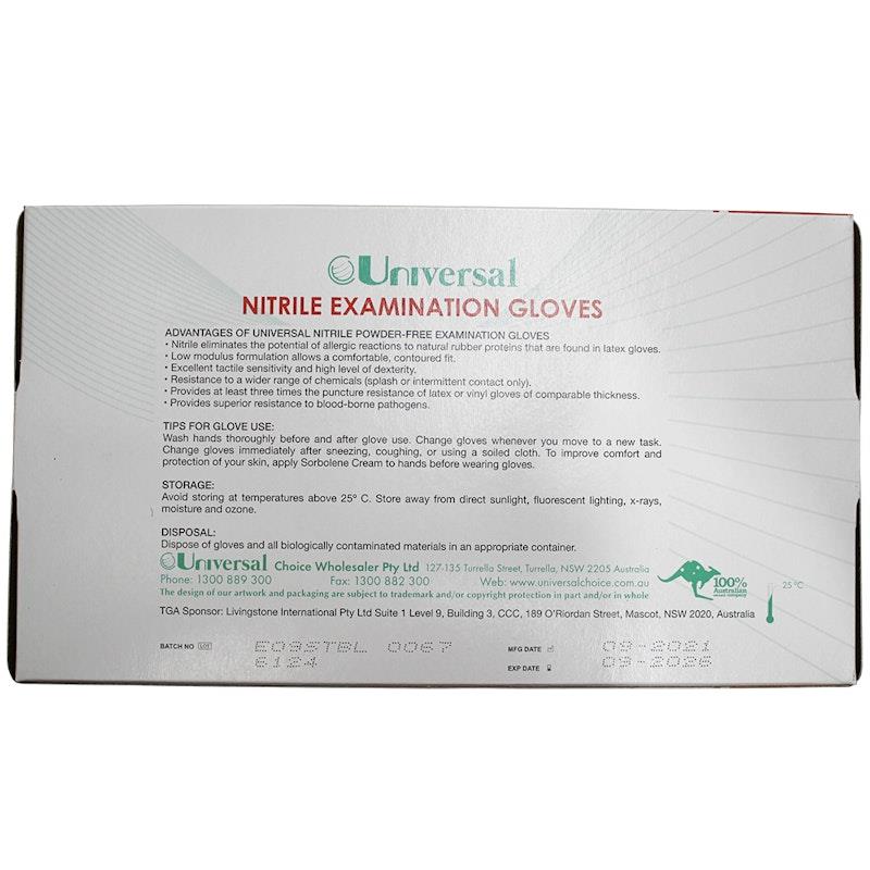 Load image into Gallery viewer, Universal Choice Nitrile Examination Gloves AS NZ Powder Free Large 100 Pieces/Box
