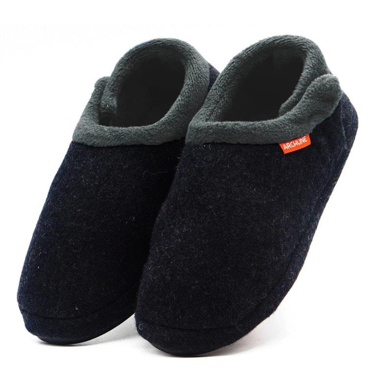 Load image into Gallery viewer, Archline Slippers Closed Back Arch Support Comfort Charcoal Marl Size 39
