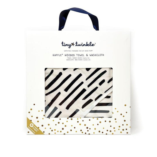 Tiny Twinkle Hooded Towel and Washcloth Set Ink Strokes