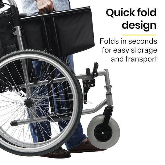 Equipmed Folding Wheelchair XXL Extra-Wide Bariatric Seat Black