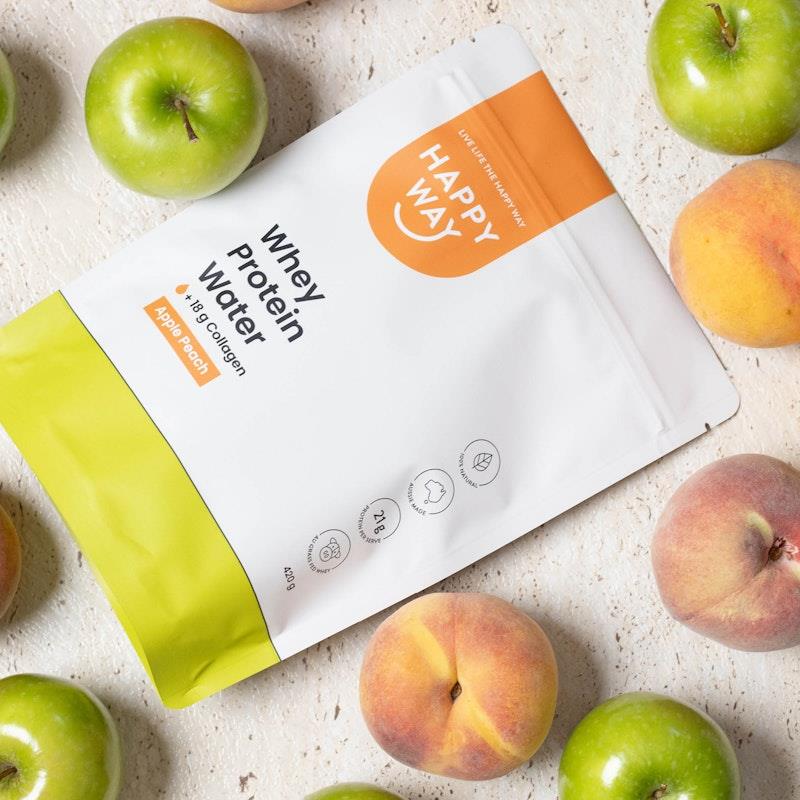 Load image into Gallery viewer, Happy Way Apple Peach Whey Protein Water Powder 420g
