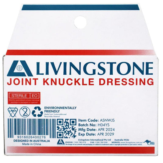 Livingstone Adhesive Joint Knuckle Dressing Non-Adherent Pad Small 3.8 x 7.6cm 50 Pieces/Box