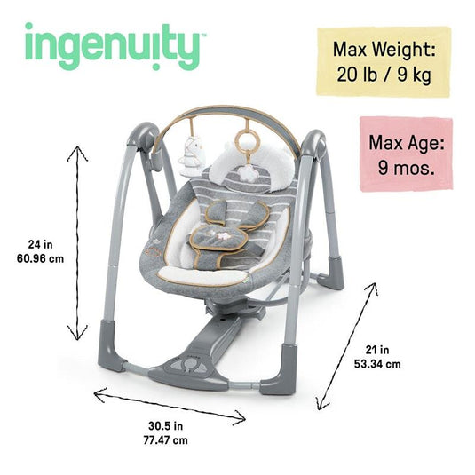 Ingenuity Boutique Collection Swing 'n Go Portable Swing - Bella Teddy 1pc