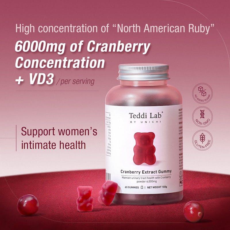 Load image into Gallery viewer, Teddi Lab by Unichi Cranberry Extract Gummy x3 - Urinary Tract Care &amp; Intimate Health Packs
