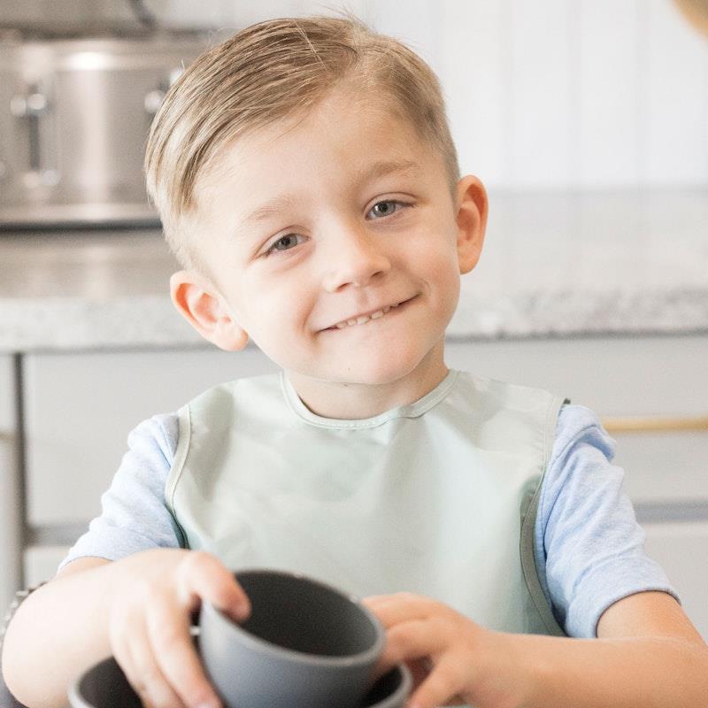Load image into Gallery viewer, Tiny Twinkle Mess Proof Apron Bib 2 Pack - Sage, Charcoal Large
