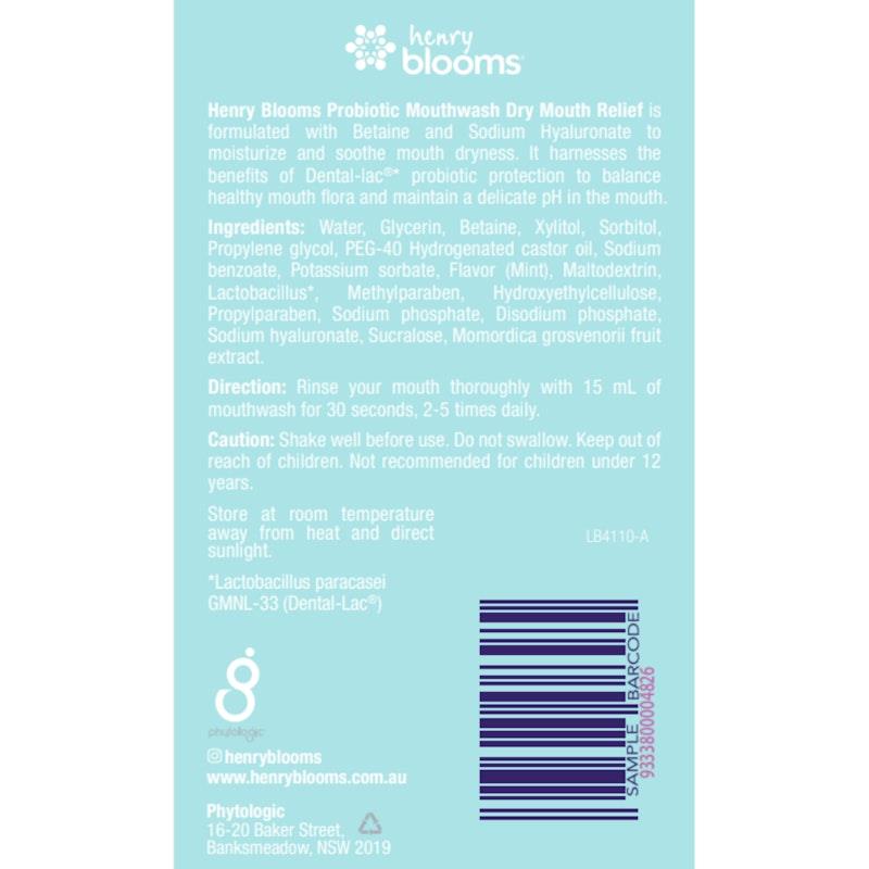 Load image into Gallery viewer, Henry Blooms Probiotics Mouthwash Dry Mouth Relief 375 ml Twin Pack
