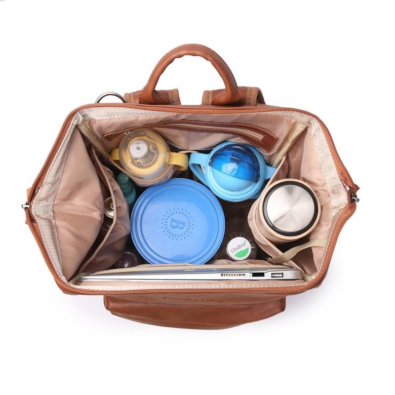 Load image into Gallery viewer, Hannah &amp; Henry Vintage Nappy Bag Backpack Brown
