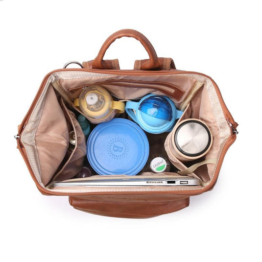 Hannah & Henry Vintage Nappy Bag Backpack Brown
