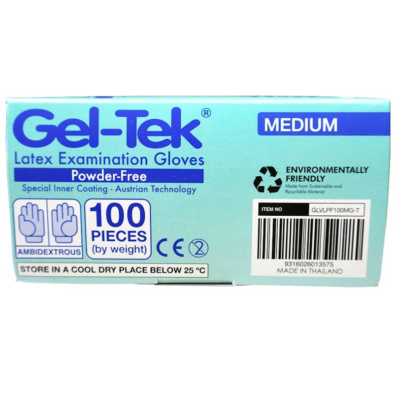 Load image into Gallery viewer, Geltek Latex Examination Gloves Powder Free Medium Cream 100 Pieces/Box
