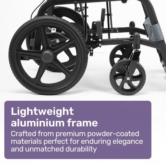 Equipmed Folding Transit Wheelchair Lightweight Grey