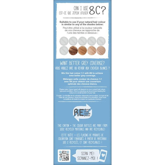 Tints of Nature 8C Ash Blonde Permanent Hair Dye 130ml