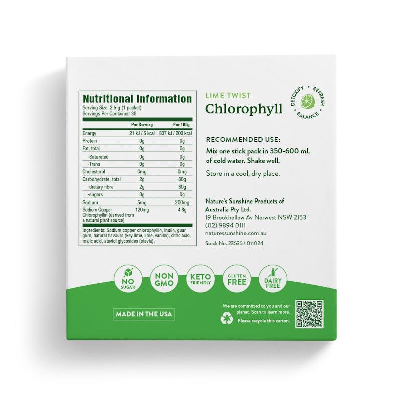 Load image into Gallery viewer, Nature's Sunshine Extra Strength Chlorophyll (30 Stick Packs) Lime Twist
