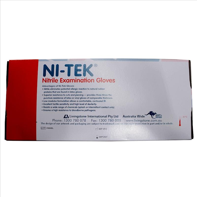Load image into Gallery viewer, NI-TEK Nitrile Examination Gloves Long Cuff AS NZ Powder Free Large 100 Pieces/Box
