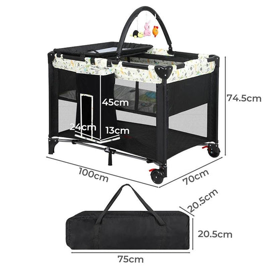 BoPeep Baby Cot Bed Crib Portable Bassinet Safety Rails Fence Foldable Travel 1pc