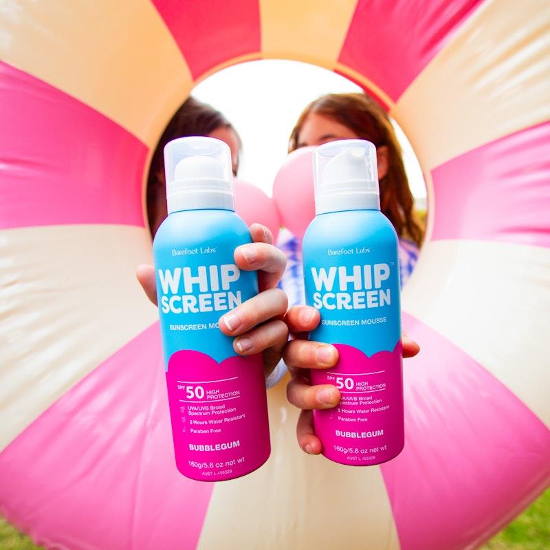 Load image into Gallery viewer, Barefoot Labs WhipScreen SPF50 Sunscreen Mousse - Bubblegum Scent 160g
