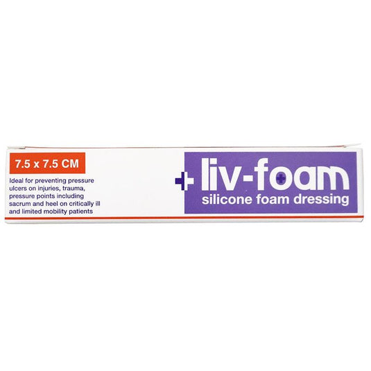 Livingstone Liv-Foam Silicone Foam Dressing with Adhesive Border Self Adherent 7.5 x 7.5cm 5 Pieces/Box