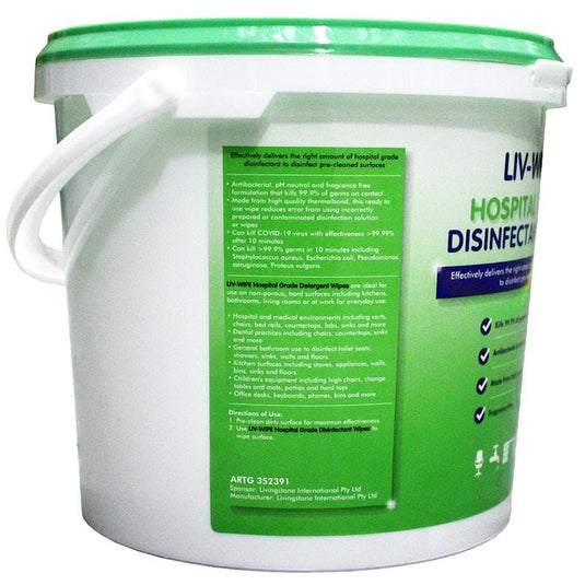 Liv-Wipe Hospital Grade Sanitiser Disinfectant Wipes 225 Wipes 1tub