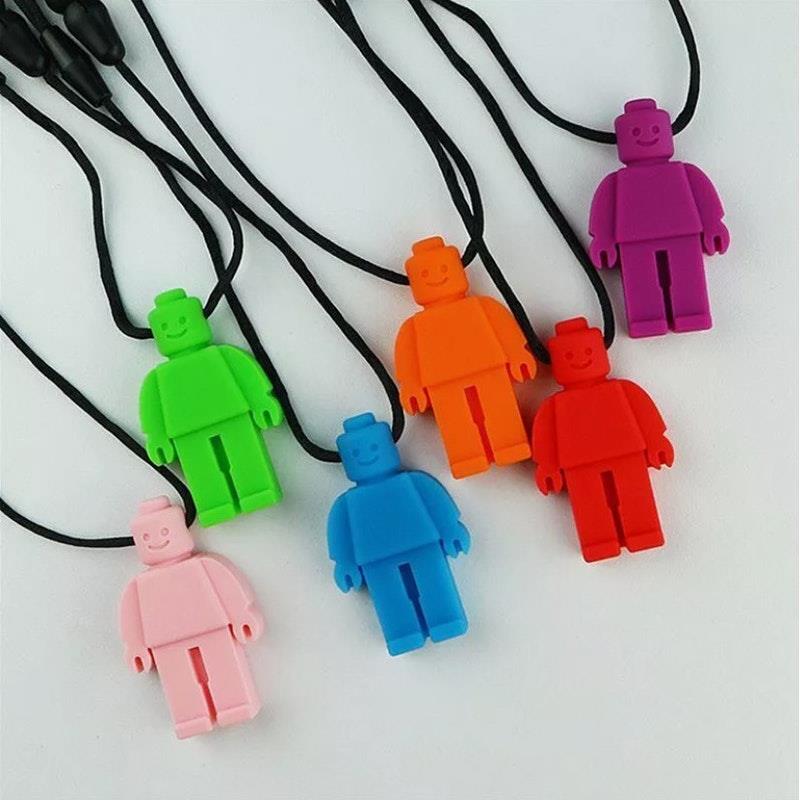 Load image into Gallery viewer, Sensory Safari Sensory Necklace Block Man Light Green
