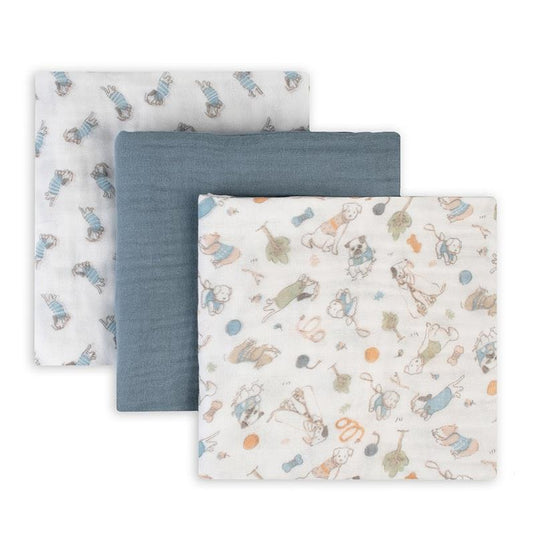 The Little Linen Company Muslin 3pk Wrap Barklife Dog