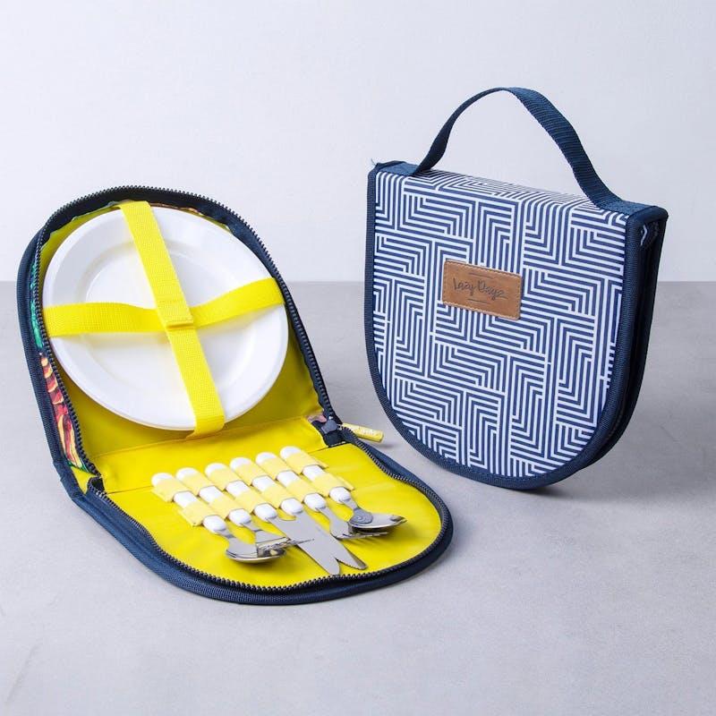 Load image into Gallery viewer, Lazy Dayz Picnic Cutlery Wallet Set - Mossman Set
