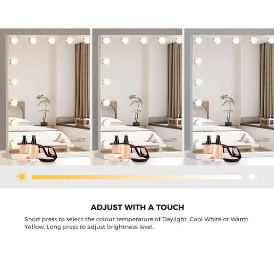Oikiture Bluetooth Hollywood Makeup Mirror 18 LED Light Vanity Mirrors White