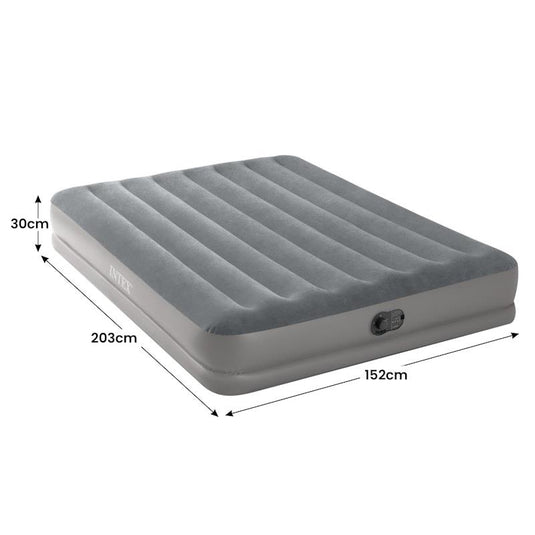 Intex Dura-Beam Prestige Inflatable Airbed with Fastfill USB Pump Gray Queen