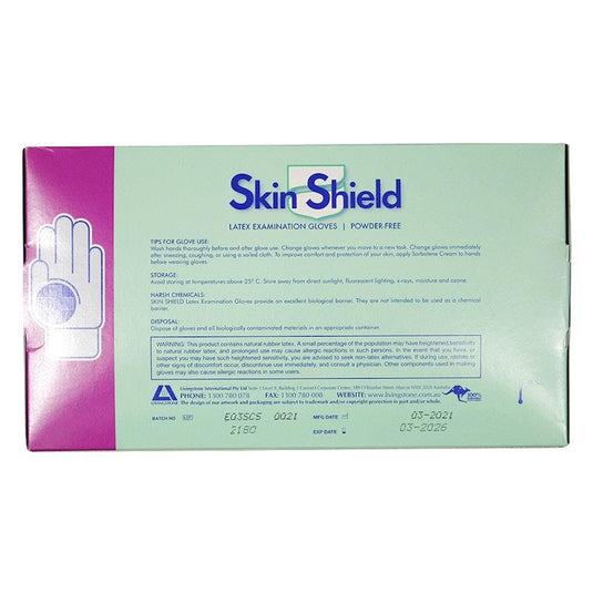 Skin Shield Powder Free Latex Gloves Small 100 Pieces/Box