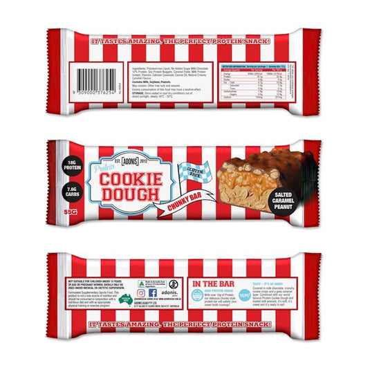 Adonis Gear Protein Cookie Dough Chunky Bar - Salted Caramel Peanut 12Bars