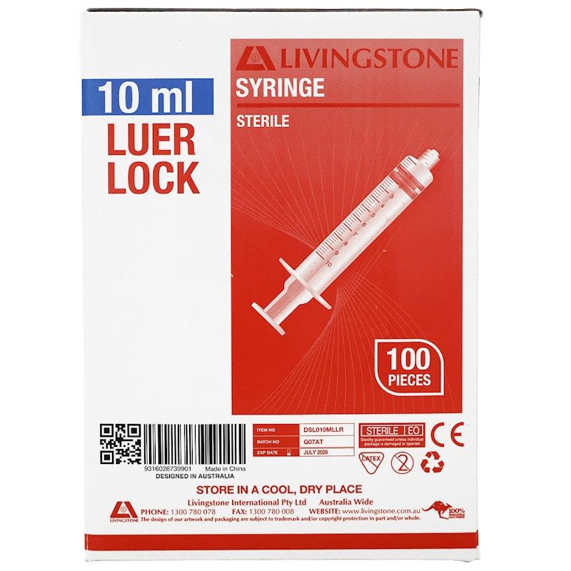 Load image into Gallery viewer, Livingstone Syringe Luer Lock Tip Red Plunger Sterile 10ml 100 Pieces/Box
