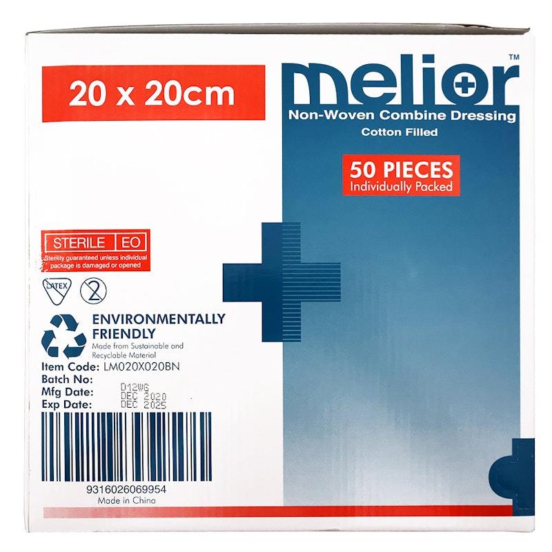 Load image into Gallery viewer, Melior Combine Dressing Pads Sterile 20 x 20cm 50 Pieces/Box
