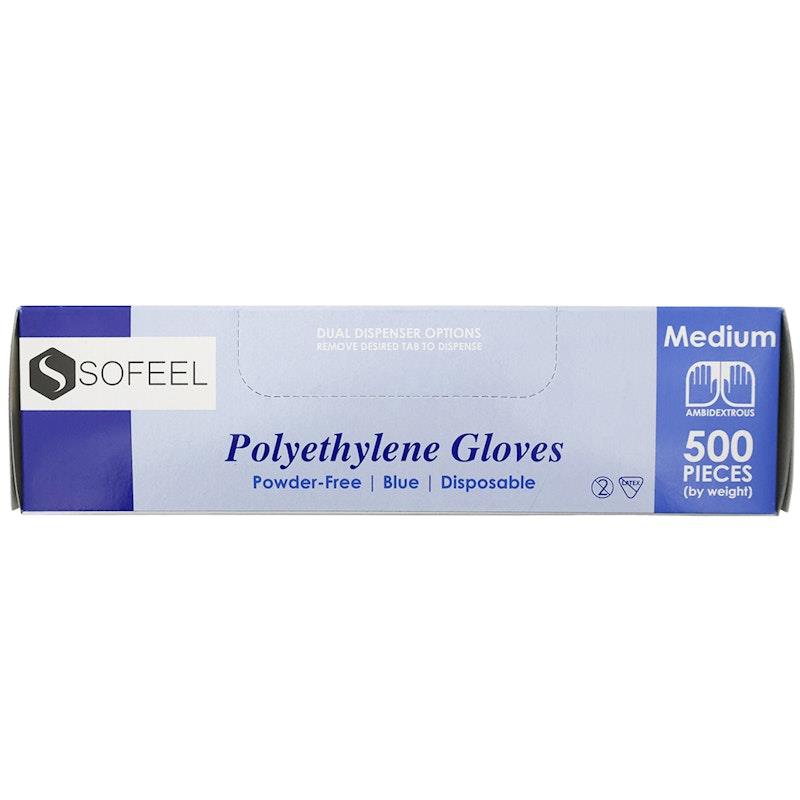 Load image into Gallery viewer, Sofeel Disposable Polyethylene Gloves Powder Free Latex Free Medium Blue 500 Pieces/Box
