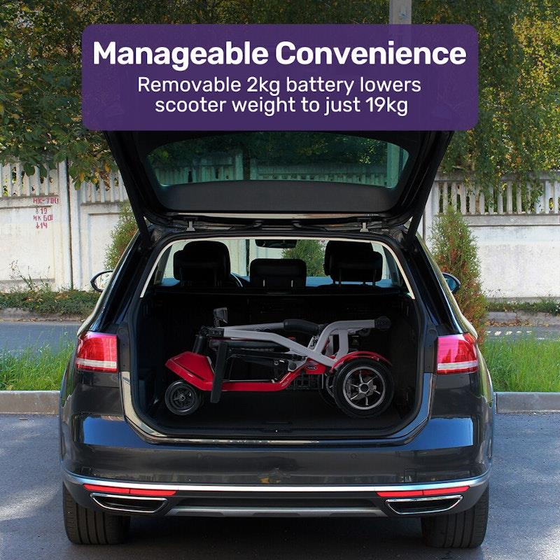 Load image into Gallery viewer, Equipmed Ultra-Lightweight Folding Electric Mobility Scooter Red
