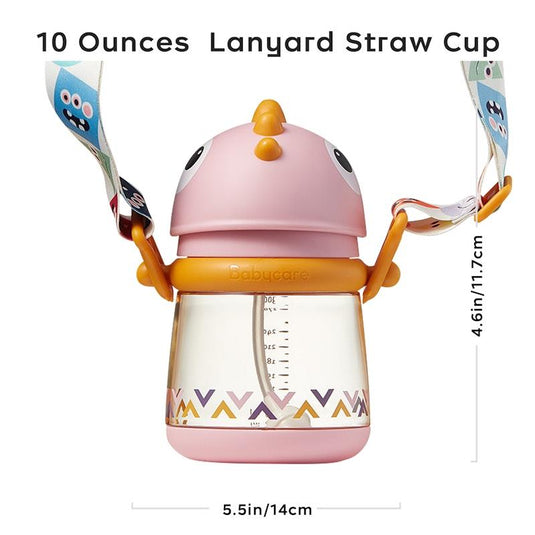 Bc Babycare T-REX TOBY Weighted Straw Sippy Cup 300ml (with Strap) Rose