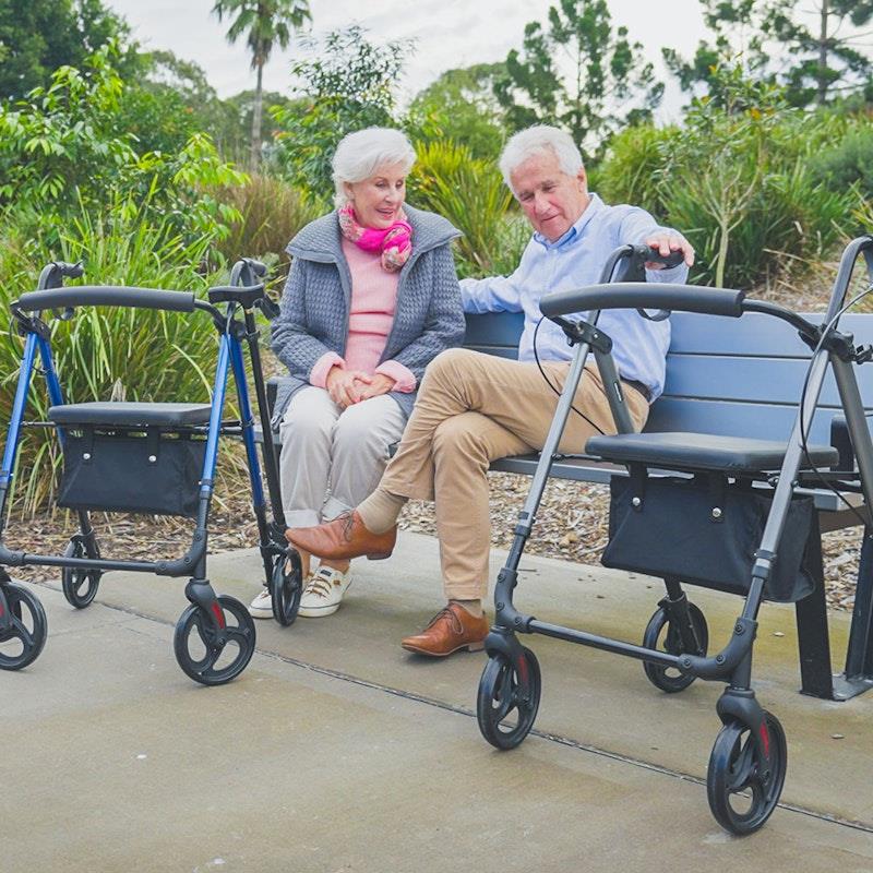 Load image into Gallery viewer, Equipmed 4 Wheel Lightweight Rollator Walker Blue
