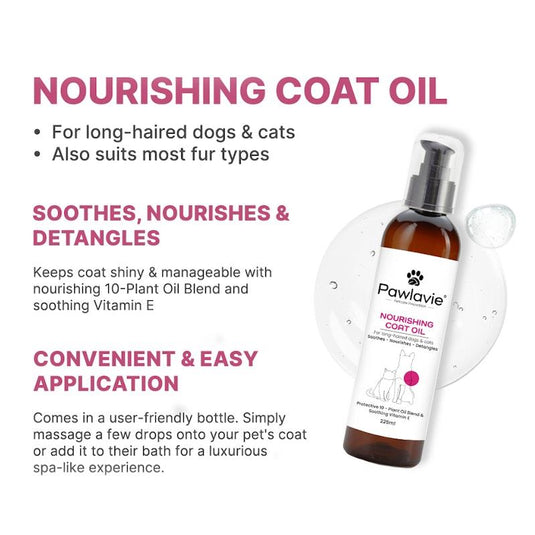 Pawlavie Nourishing Coat Oil - For long-haired dogs & cats 225ml