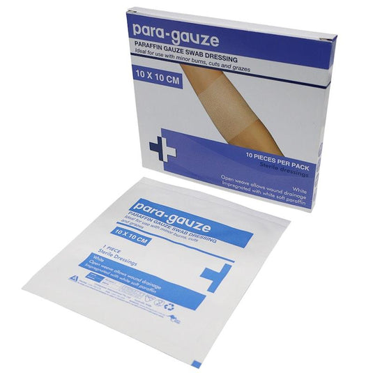 Livingstone Paraffin Gauze Swab Dressings Sterile 10 x 10cm 10 Pieces/Box