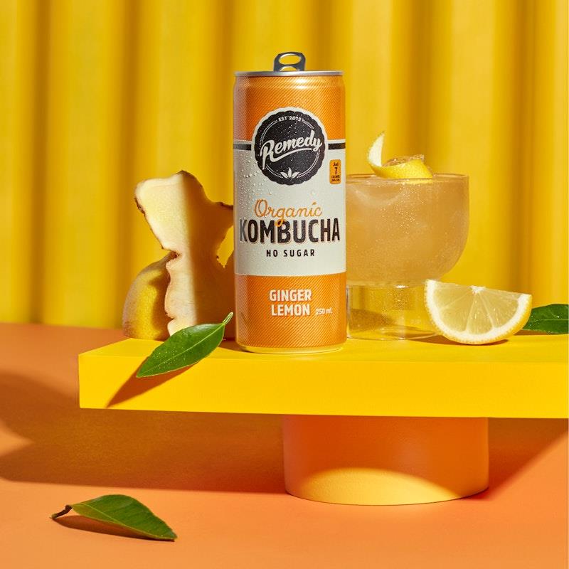 Load image into Gallery viewer, Remedy Kombucha Ginger Lemon 24 x 250ml Pack

