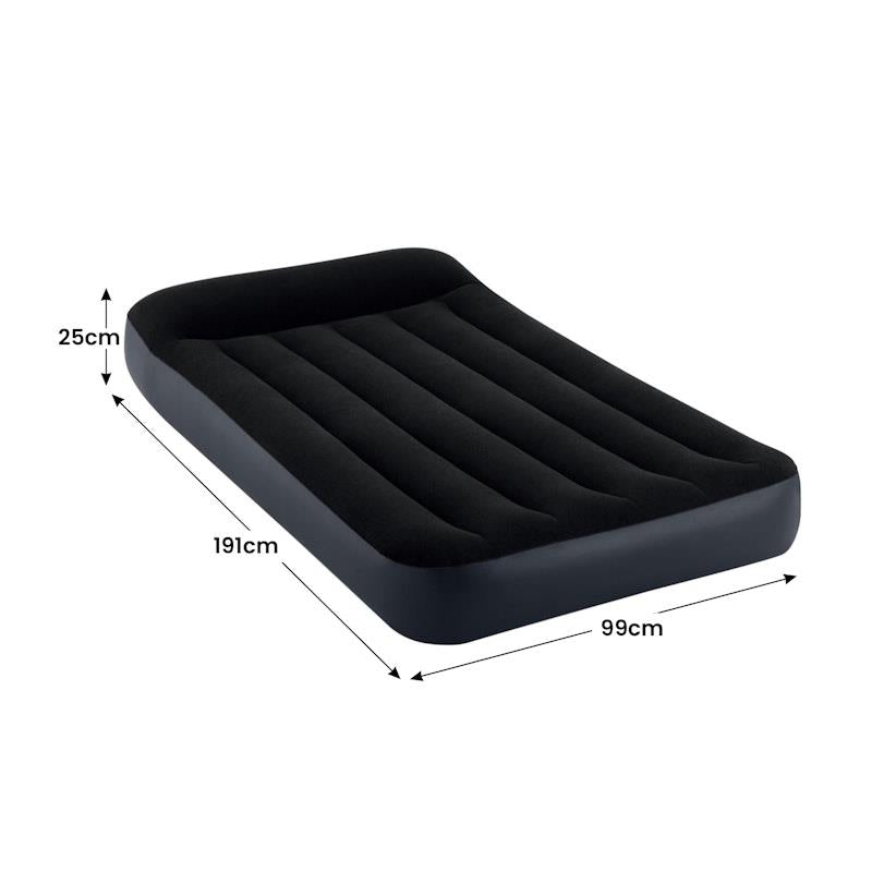 Load image into Gallery viewer, Intex Dura-Beam Classic Inflatable Airbed Mattress w/ Pillow Rest Black Twin Single

