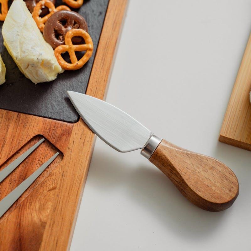 Load image into Gallery viewer, Clevinger 4 Piece Acacia Wood &amp; Slate Cheese Board With Knife Set
