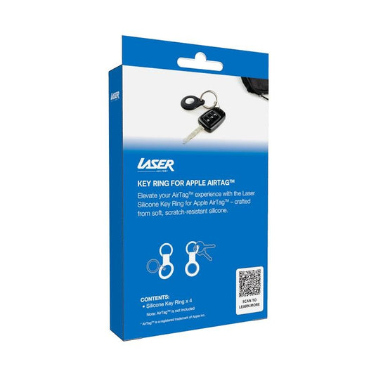 Laser Silicone AirTag Key Rings - Black, White 4 Pack