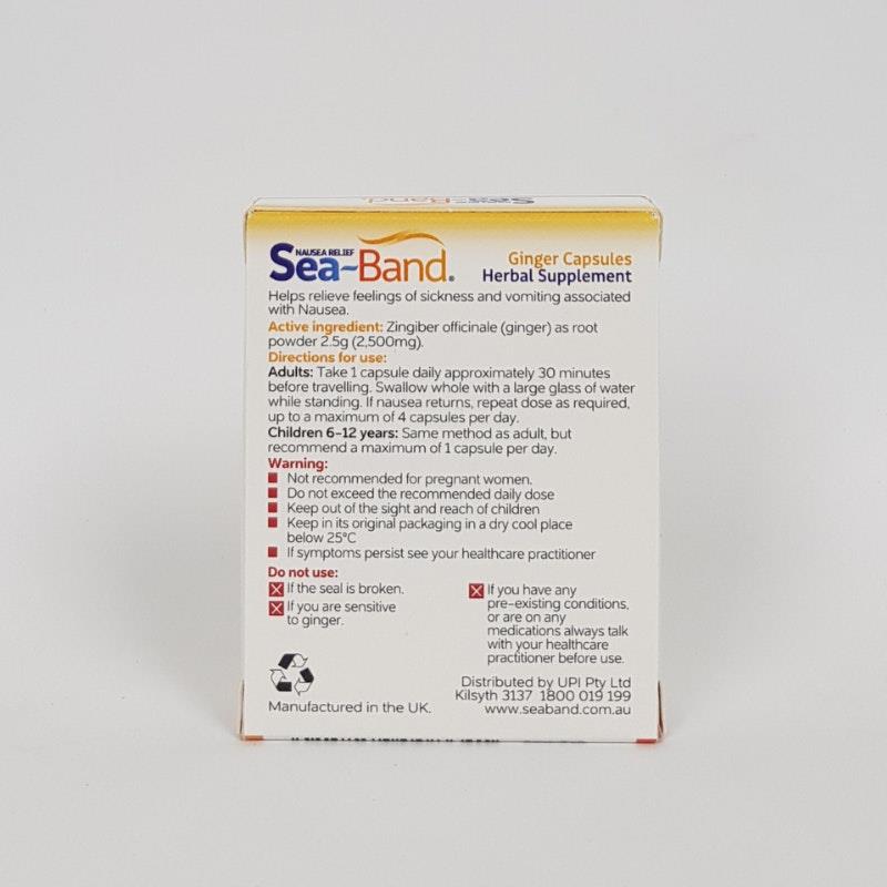 Load image into Gallery viewer, Seaband Nausea Relief Ginger Capsules 2500mg 10 Capsules
