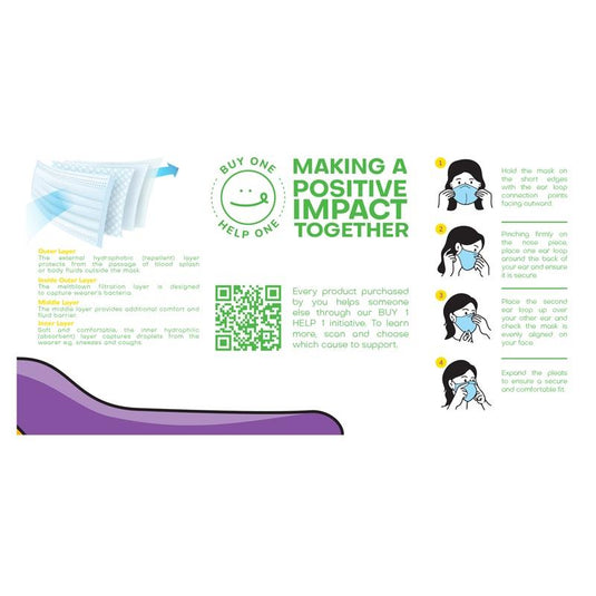 bpositive Non-Sterile Surgical Mask L2 Ear Loop 4 Layers 2Pack