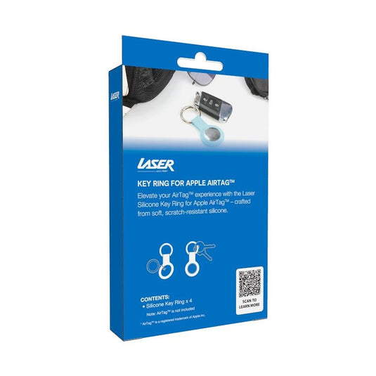 Laser Silicone Key Ring for Apple AirTag - Blue, Green, Purple, Pink 4 Pack